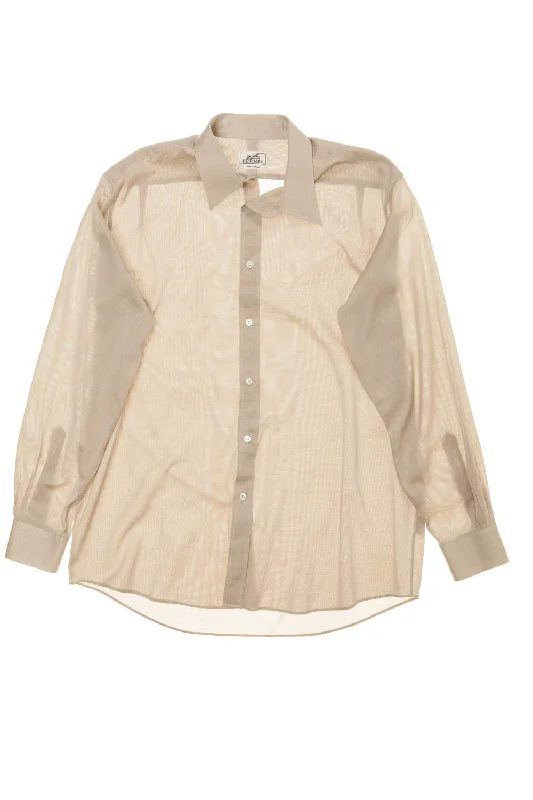 Loose Fit Authentic Hermes - Beige Men's Dress Shirt - IT 44