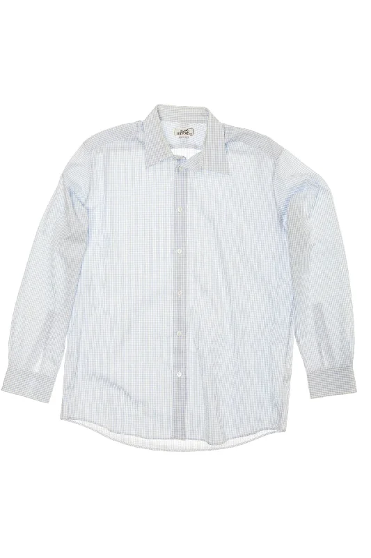 High-end Design Hermes - Blue Plaid Dress Shirt - IT 42