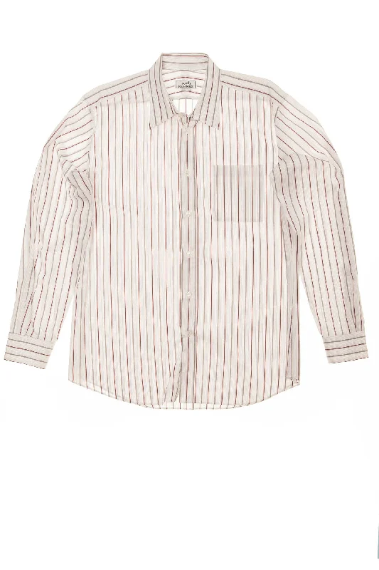 Girl Style Hermes - Pink Dress Shirt with Grey & Red Stripes - IT 43