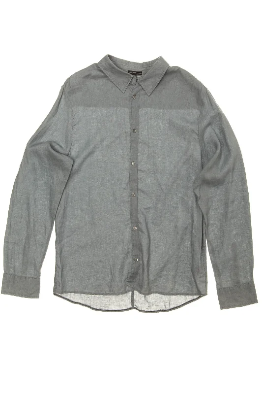 Embroidered Letters James Perse - Blue Linen Button Down - US 4