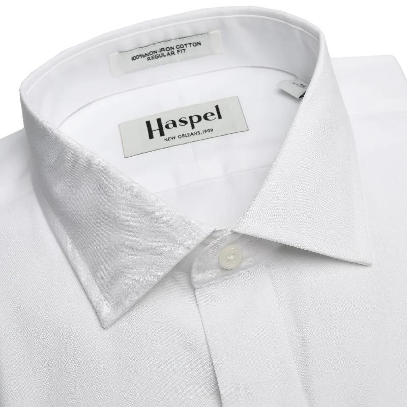 Casual Ease Lyle Solid White Pinpoint Oxford (Regular Fit) FC Dress Shirt - Spread Collar