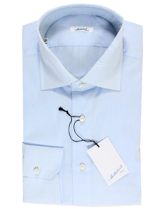 Mattabisch Dress Shirt Solid Blue - Sartorial 42 - 16 1/2