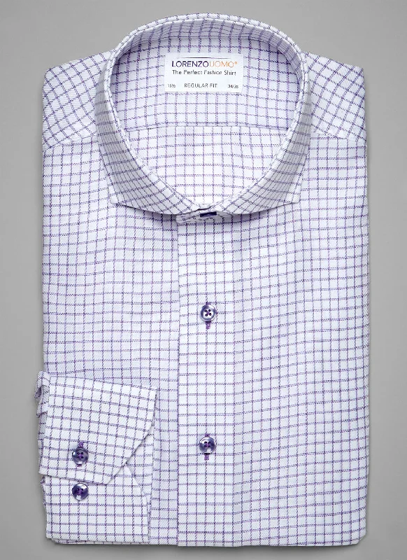 Luxury Fashion Maxwell in Purple Windowpane Shirt