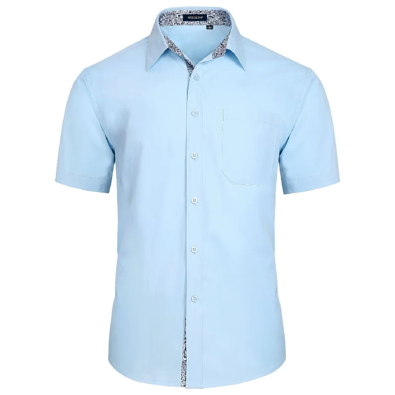 Fashion Must-have Men's Short Sleeve Shirt with Pocket - A1-BLUE