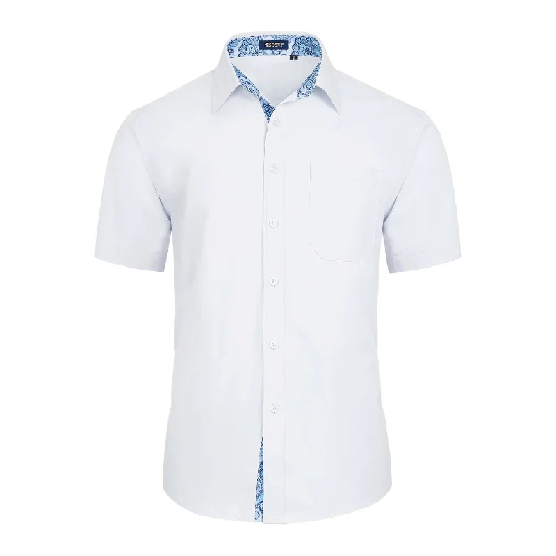 Autumn Selection Men's Short Sleeve Shirt with Pocket - A1-WHITE