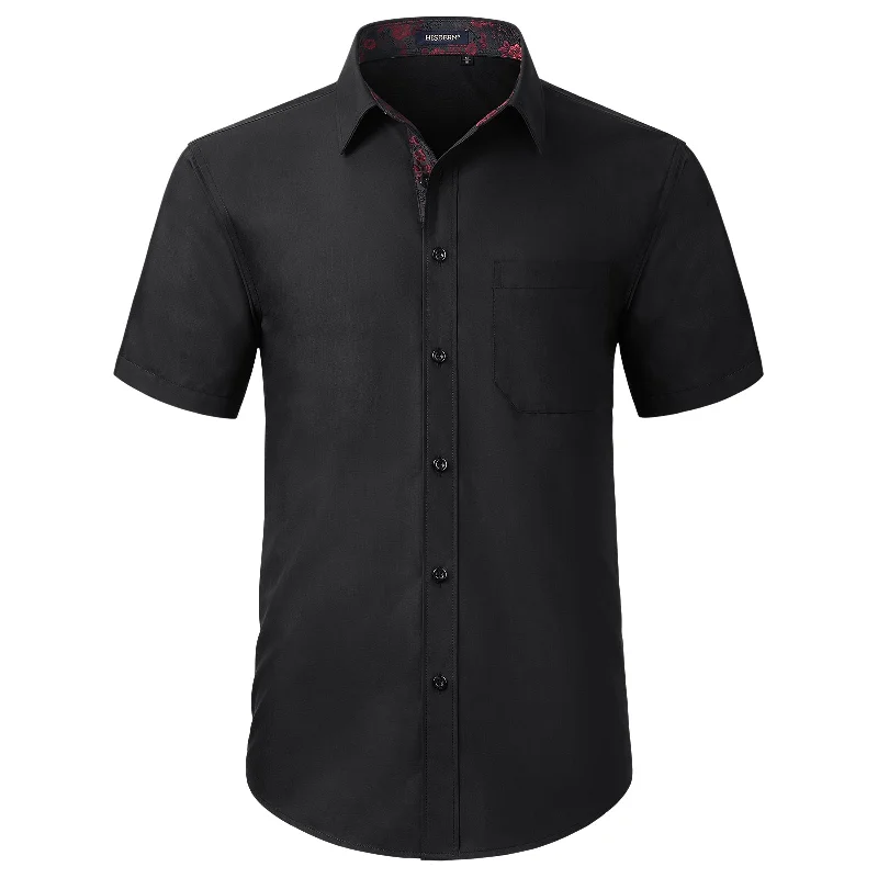 Comfortable And Cold-proof Men's Short Sleeve Shirt with Pocket - B1-BLACK B