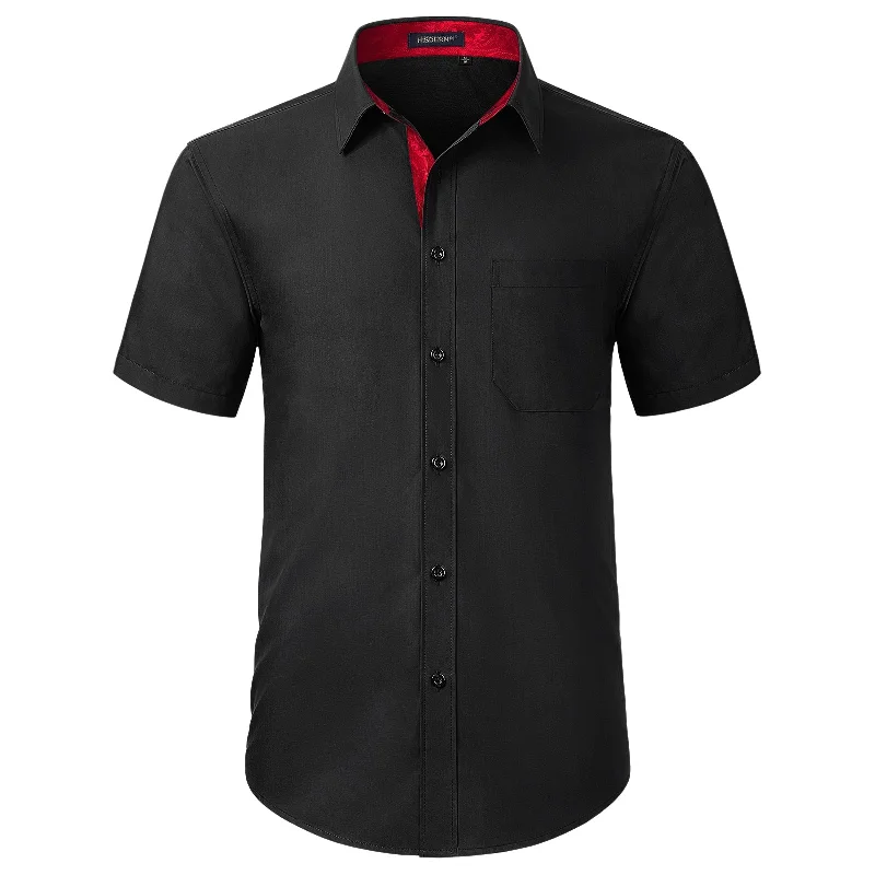 Street Cool Men's Short Sleeve Shirt with Pocket - B1-BLACK R