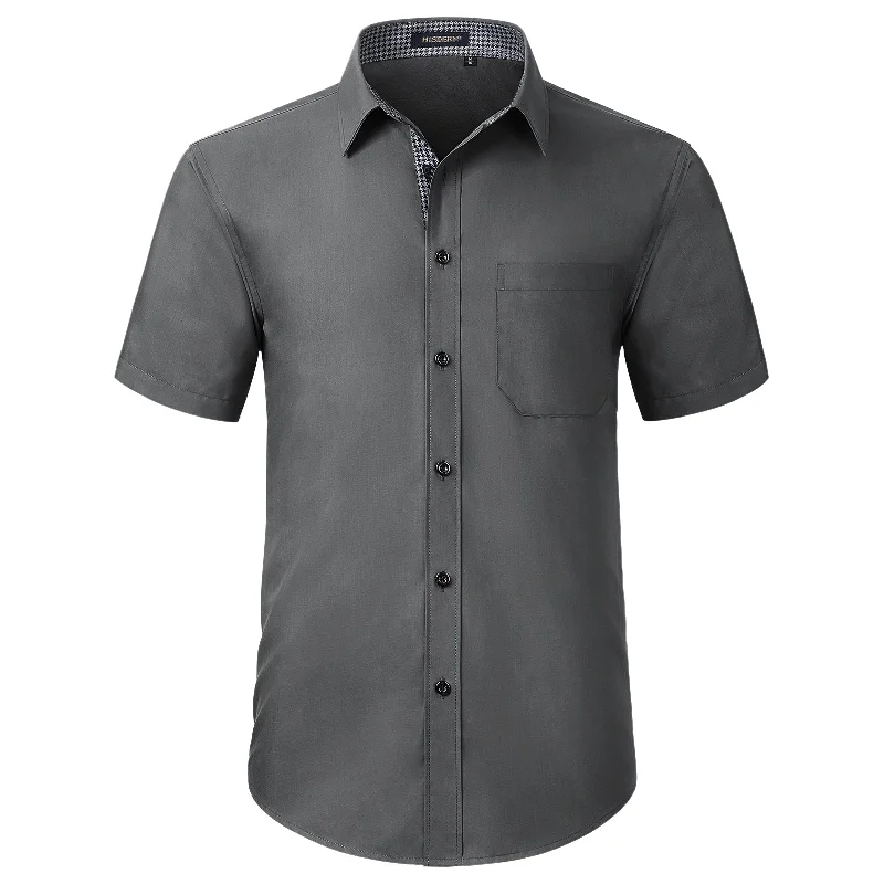 New Autumn And Winter Styles Men's Short Sleeve Shirt with Pocket - B1-GRAY