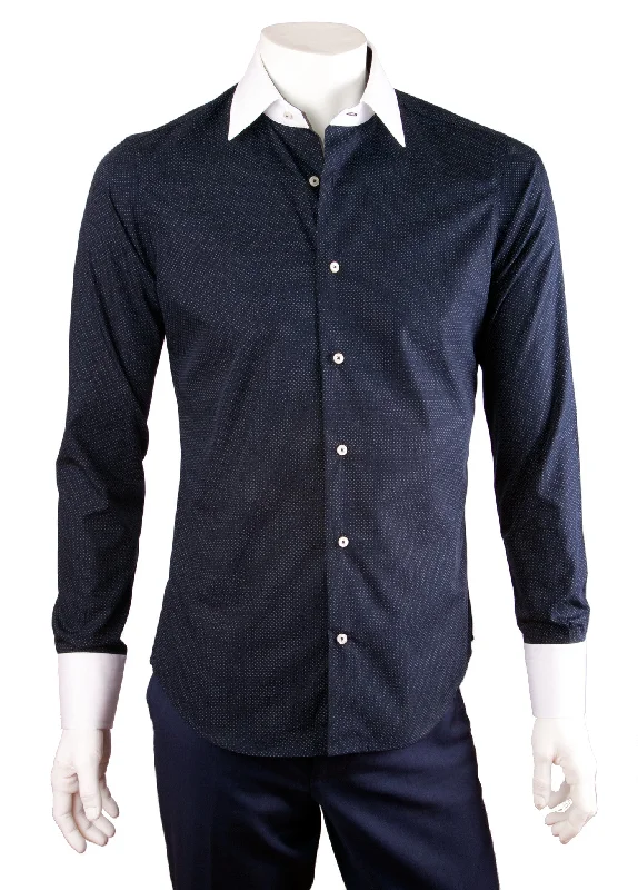 Sports And Leisure Two-Tone Pin Dot Print Dress Shirt