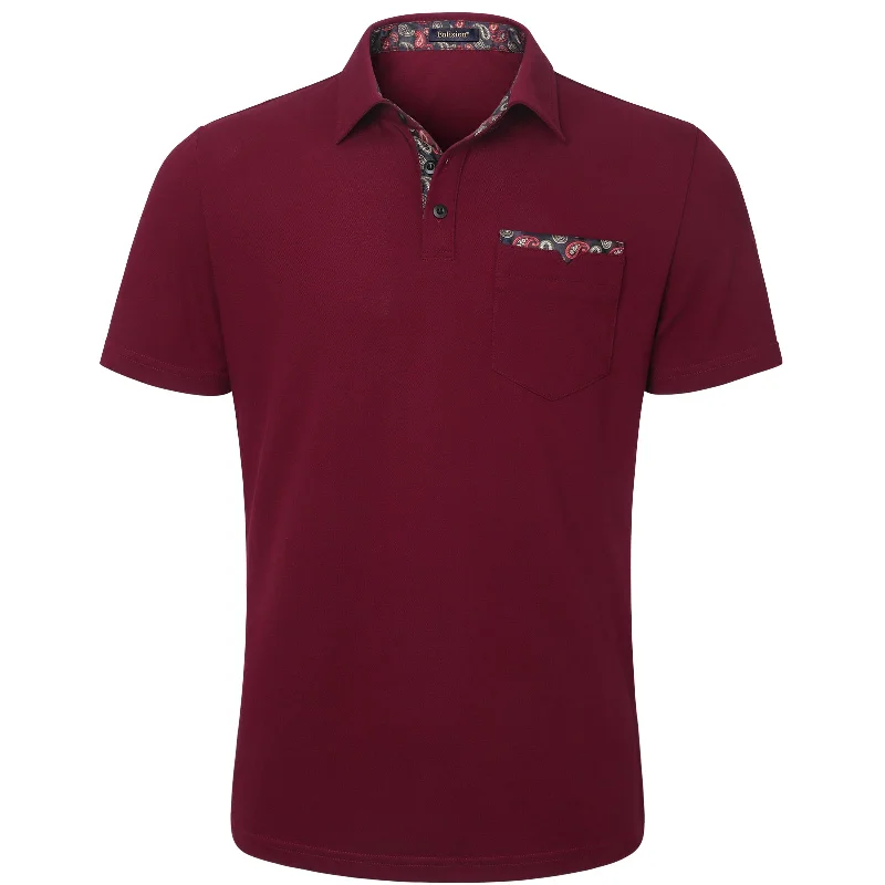 Fashion Design Men's Polo Shirt with Pocket - C-BURGUNDY