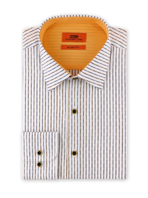 Celebrity Style Contrast Stripe Dress Shirt for Men | Gold