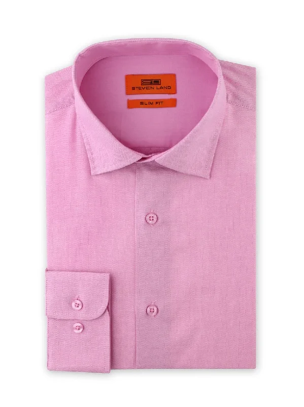 Diamond Series Steven Land | Berry Pink Dress Shirt | Slim Fit | Spread Collar | Barrel Button Cuff