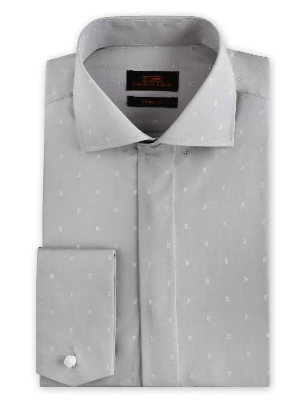 Casual Street Steven Land | Dress Shirt | TA1906 | Trim Fit | Wide Spread Collar | French Novelty Cuff | Silver