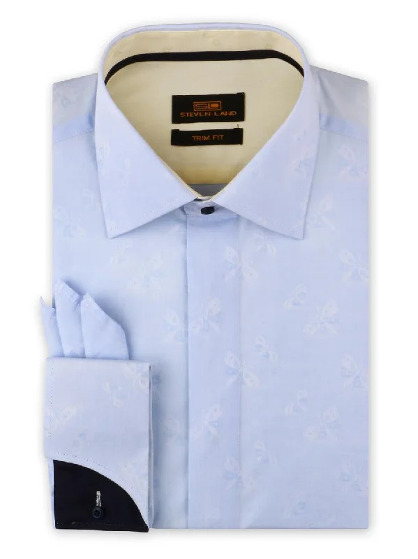 New Products Steven Land | Dress Shirt | TA1908 | Trim Fit | Spread Collar | Shaped Convertible Cuff | Blue