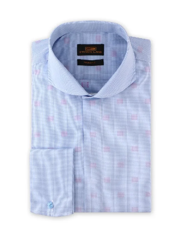 Playful Style Shadow Blocks Dress Shirt | Blue