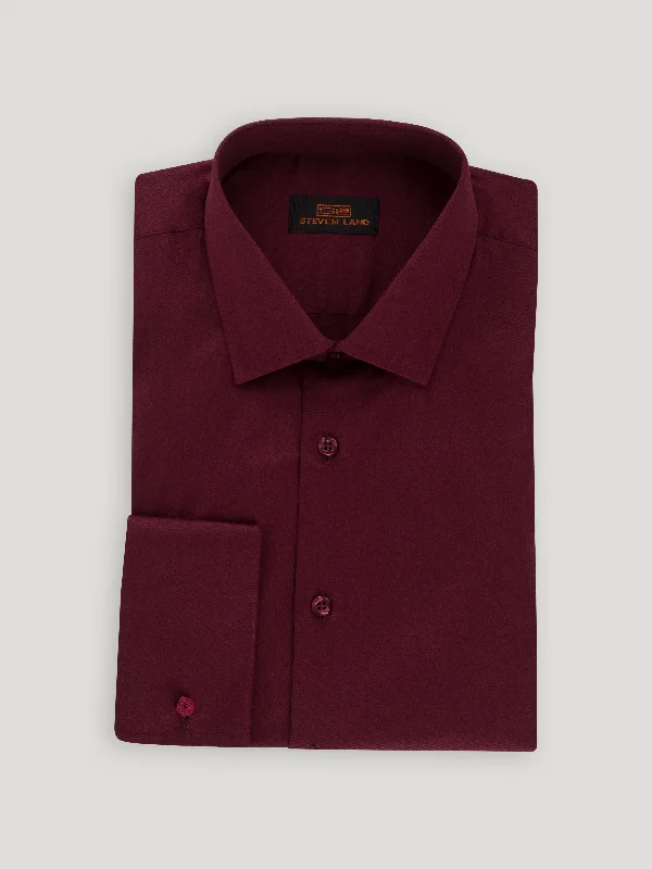 Celebrity Style The Next Generation Satin Dress Shirt | 100% Cotton | Modern Point Collar | Burgundy