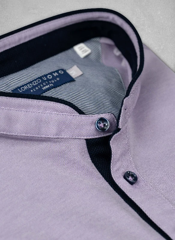 Advanced Design The Perfect Polo Shirt with Band Collar in Lavender