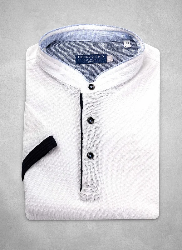 Classic Choice The Perfect Polo Shirt in Optic White with Banded Collar