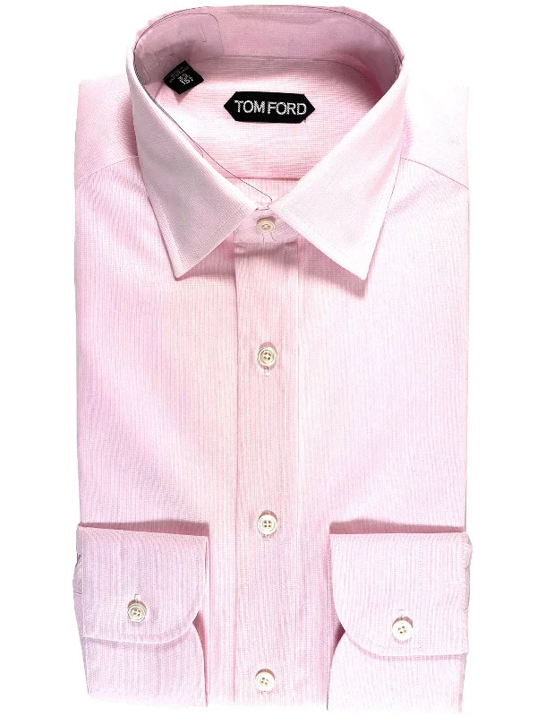 British Style Tom Ford Dress Shirt Pink Pattern Modern Fit 39 - 15 1/2
