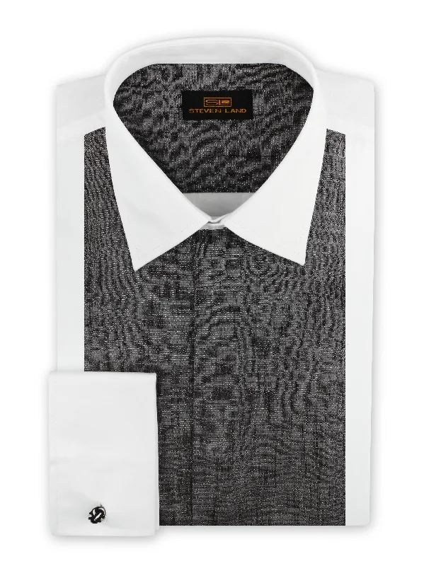 Design And Tailoring Steven Land | Cotton Lurex Tuxedo Shirt | Color White/Silver