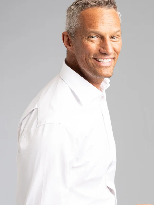 Unique Prints White Dress Shirt with Back Pleats