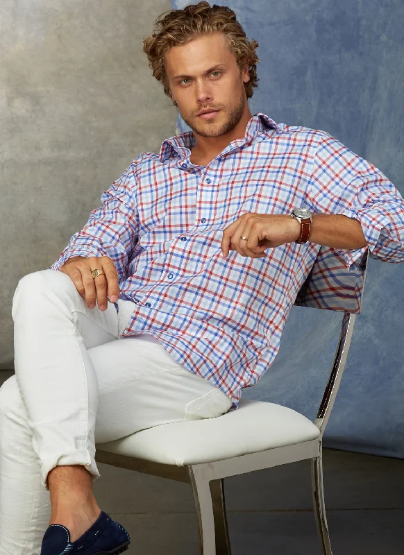 Leisure Sports William Fullest Fit Shirt in Blue & Red Plaid