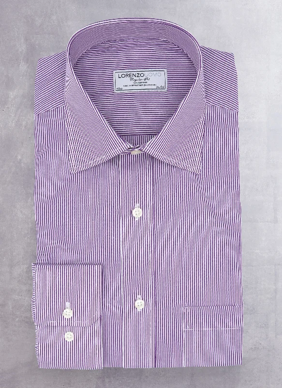 New Design William Fullest Fit Shirt in Purple and White Thin Stripes