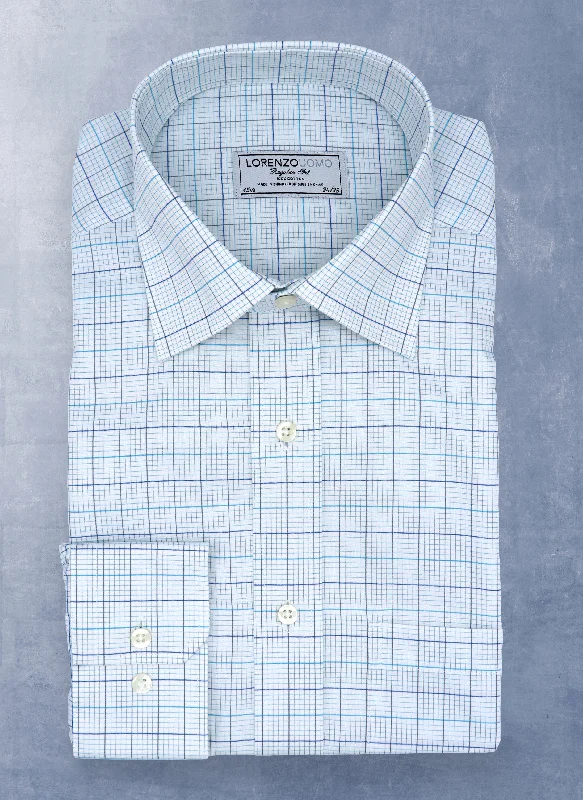 Cozy Outfit William Fullest Fit Shirt in White, Light Blue and Teal Check