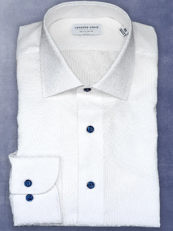 Warm Comfort William in White Nano Grid Textured Shirt