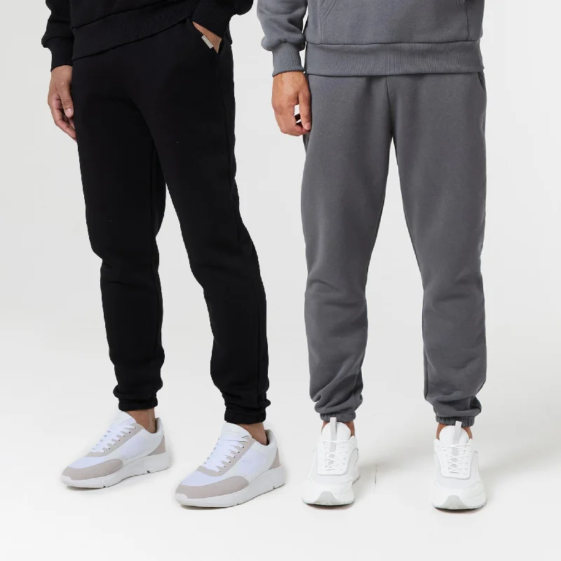 Retro Design 2-Pack Relaxed Fit Jogger | Black Graphite