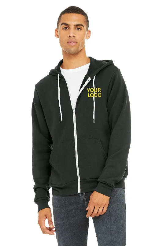 Trendy Layers Bella Canvas Unisex Fleece Full-Zip Hoodie, Dark Grey