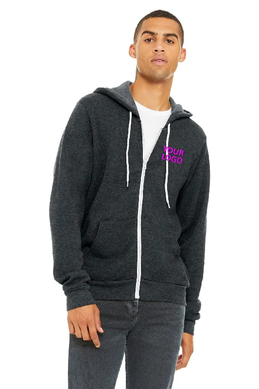 Comfortable Lounge Wear Bella Canvas Unisex Fleece Full-Zip Hoodie, Dark Grey