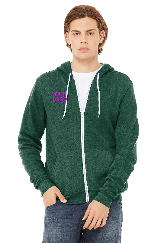 Relaxed Weekend Wear Bella Canvas Unisex Fleece Full-Zip Hoodie, Forest