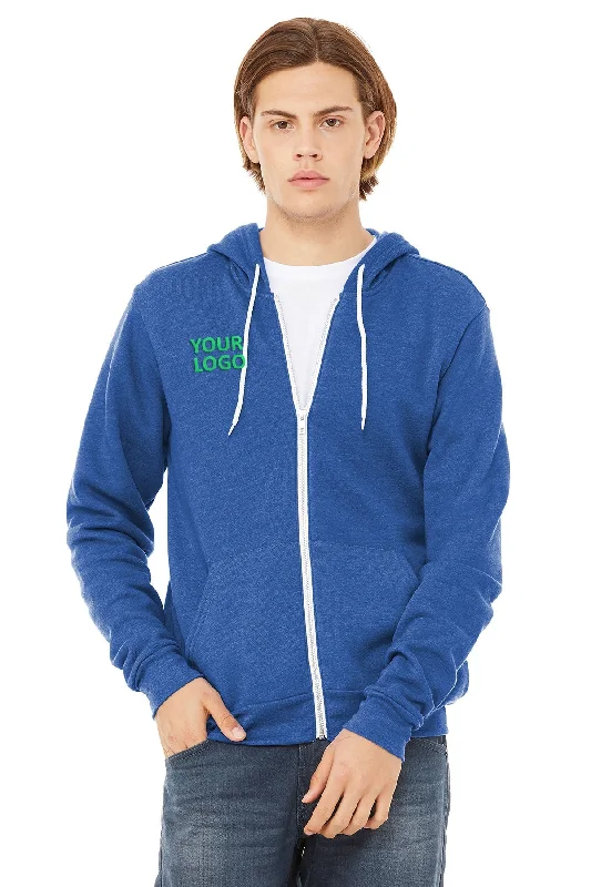 Mid-length Style Bella Canvas Unisex Fleece Full-Zip Hoodie, True Royal