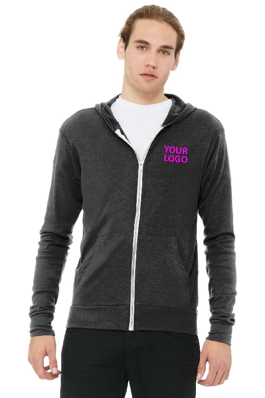 Noble Temperament Bella Canvas Unisex Triblend Full-Zip Lightweight Hoodie, Charcoal Black