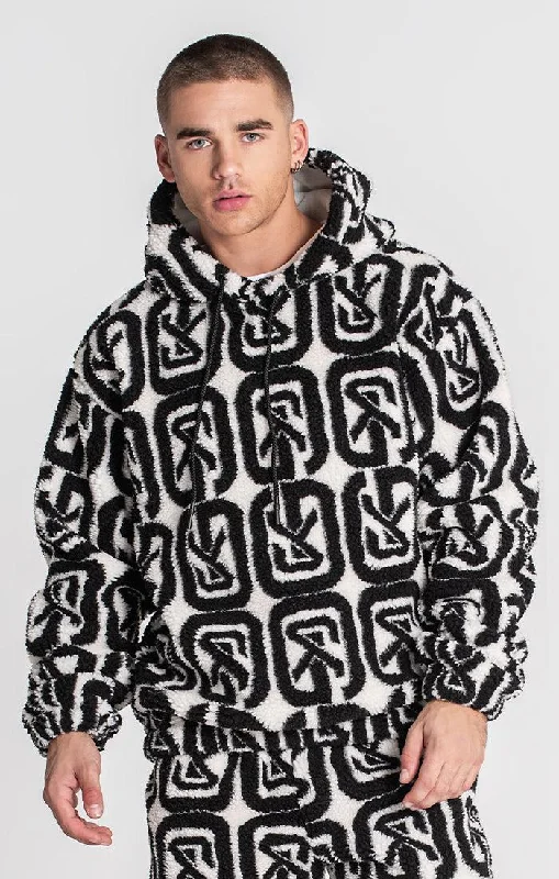 Relaxed Style Black Fluffy Hoodie