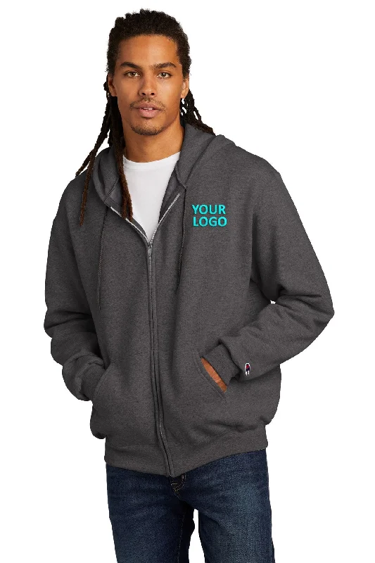 Comfy Chic Wear Champion Eco Fleece Full-Zip Hoodie, Charcoal Heather