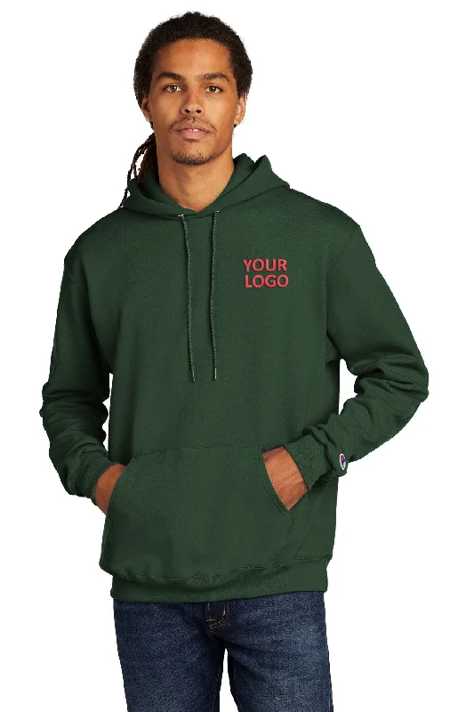Trendy Comfort Wear Champion Eco Fleece Pullover Hoodie, Dark Green