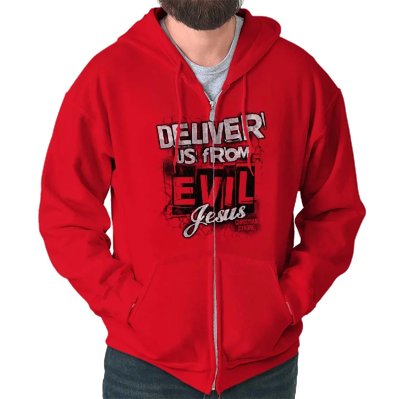 Casual Wear Deliver us from Evil Zip Hoodie