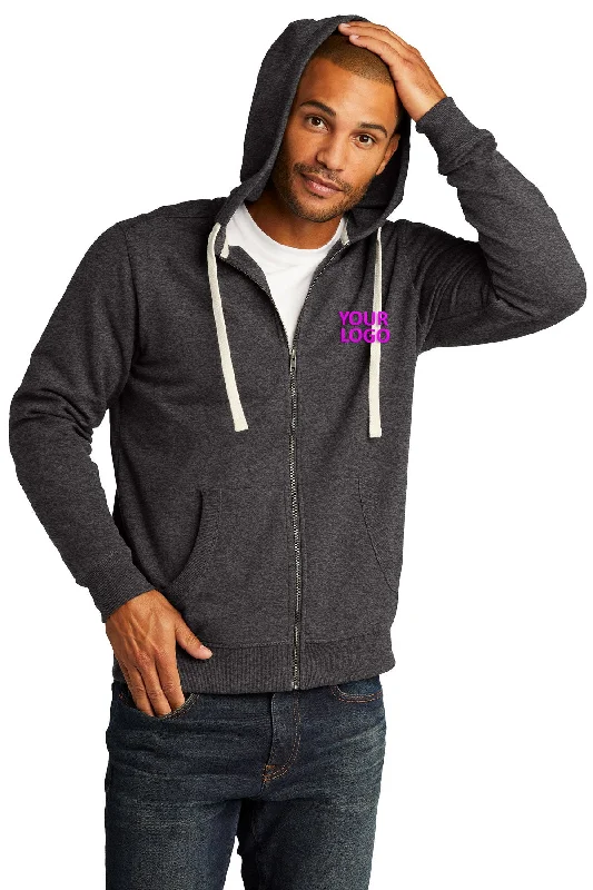 Elegant Style District Re-Fleece Full-Zip Hoodies, Charcoal Heather