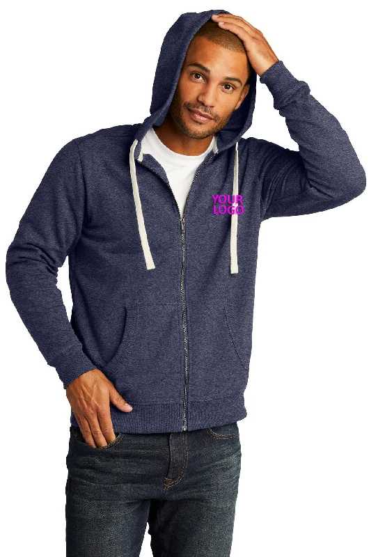 Ultra-lightweight District Re-Fleece Full-Zip Hoodies, Heathered Navy