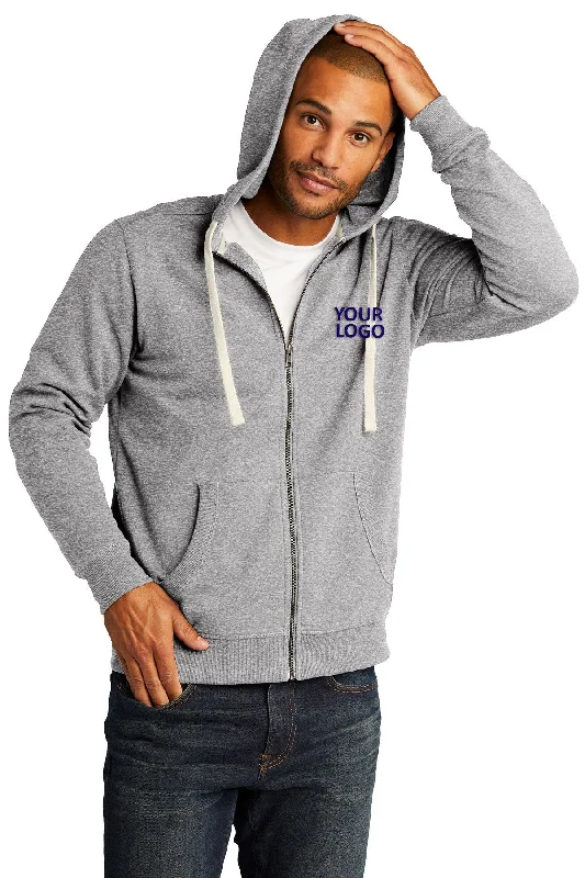 Casual And Versatile District Re-Fleece Full-Zip Hoodies, Light Heather Grey