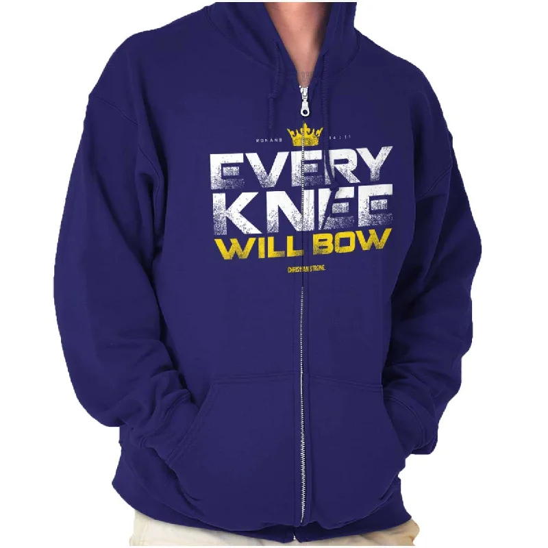 Simple Elegance Every Knee Will Bow Crown Zip Hoodie