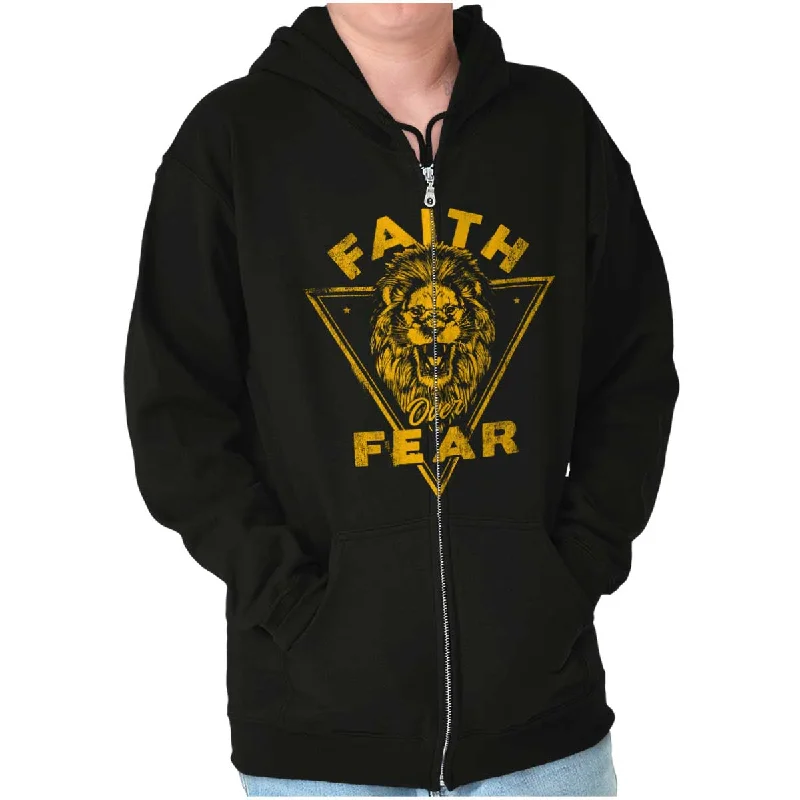 Dressing Tips Faith Over Fear Lion Zip Hoodie