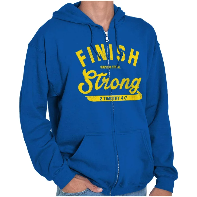 Relaxed Fashion Finish Strong Scripture Zip Hoodie