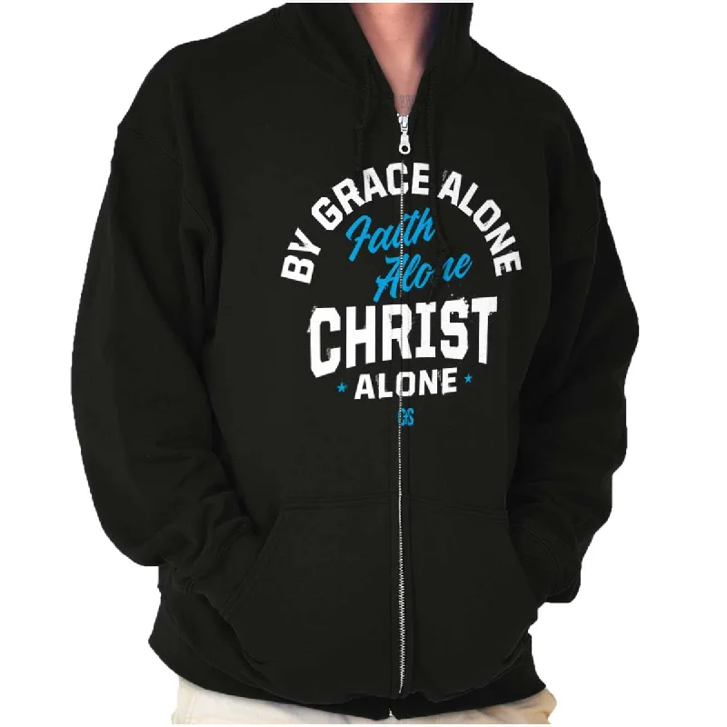 High Street Fashion Grace Faith Christ Alone Zip Hoodie