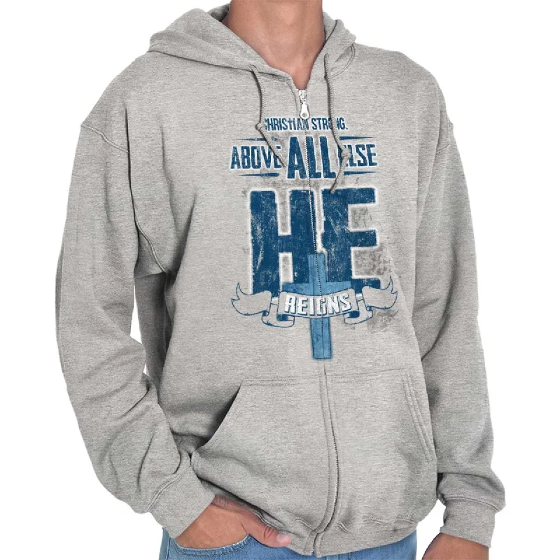 Elegant Design He Reigns Zip Hoodie