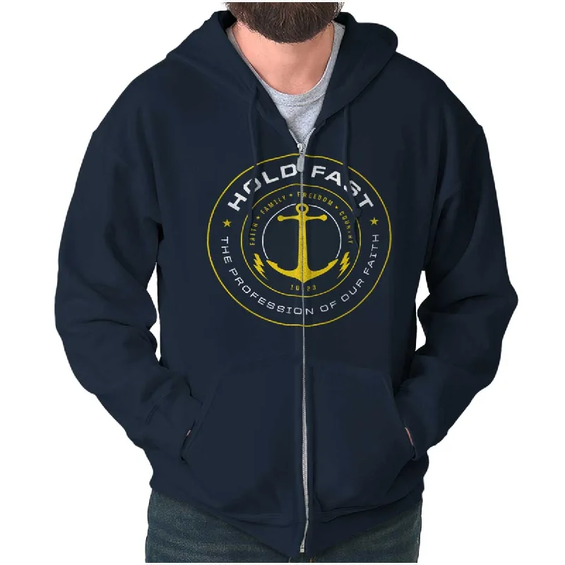 Comfortable Tops Hold Fast to Faith Zip Hoodie