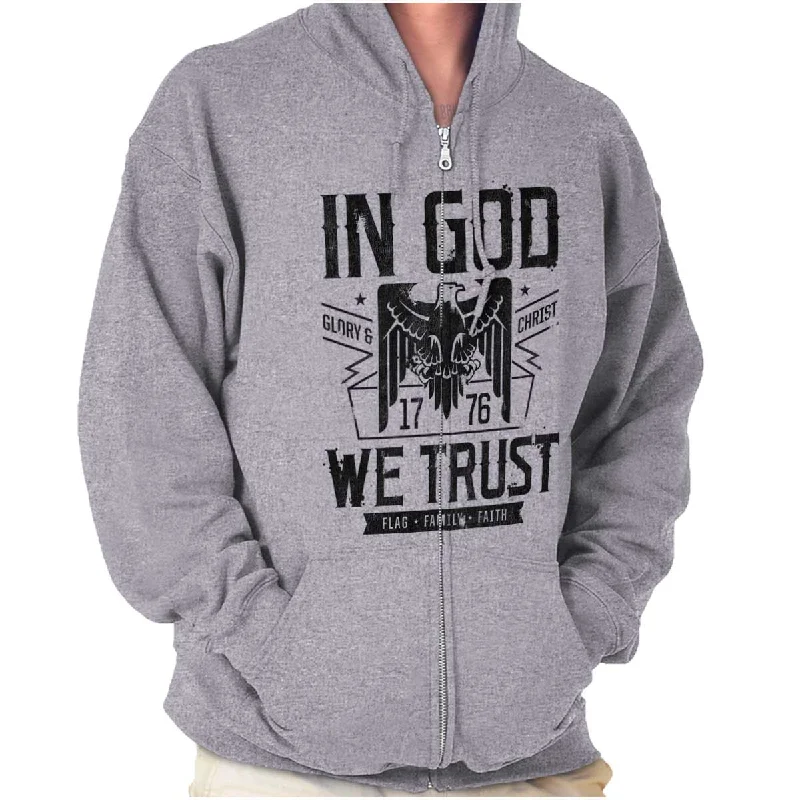 Stylish Wear In God We Trust Zip Hoodie
