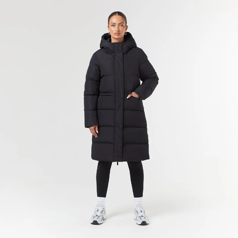 Fashionable Ease Longline Baffle Puffer | Black